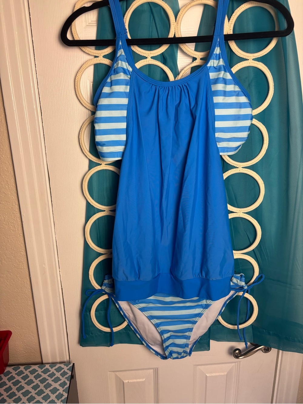 Blue Two-Piece Tankini with Striped Accents NWOT M - Picture 15 of 16